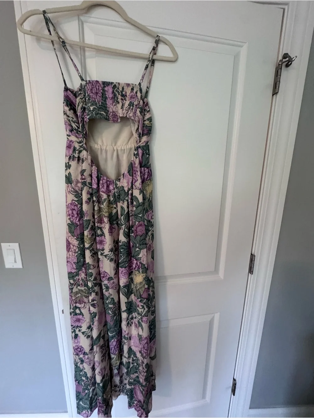 Abercrombie Floral Strap Maxi Dress in Cream and Purple, size small